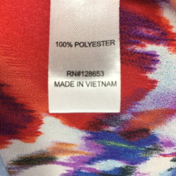 Chelsea Taylor Womens Top Size S Watercolor V-neck Tab Slvs Hi Low Hem Colorful - Picture 10 of 11